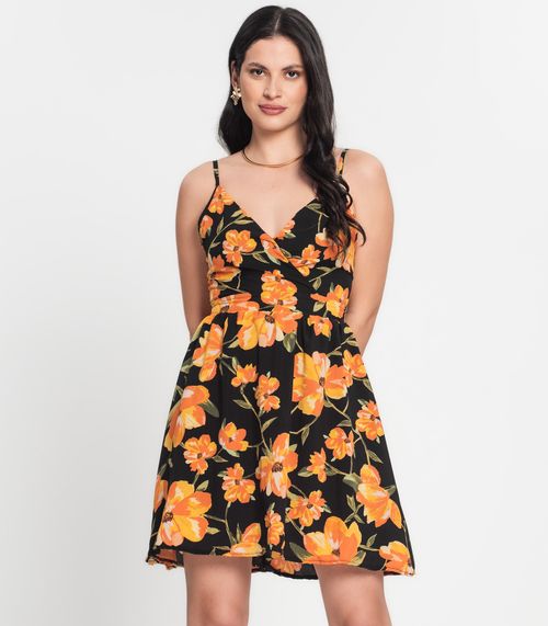 Vestido Feminino Estampado Alcinha Curto Select Preto