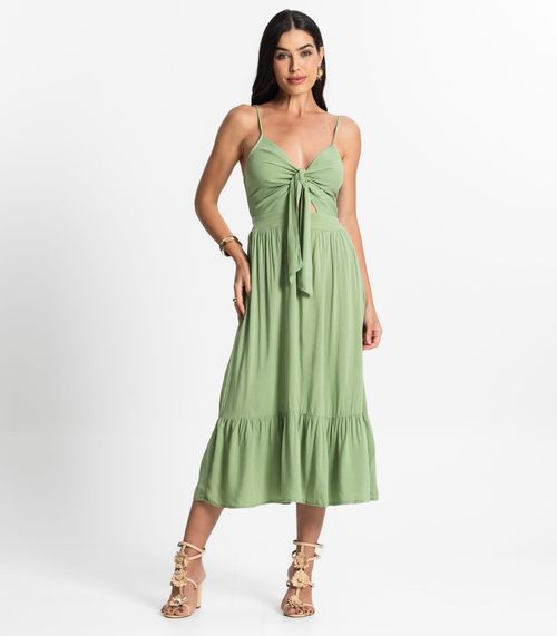 Vestido Longo Feminino Alcinha Com Nó Style Box Verde