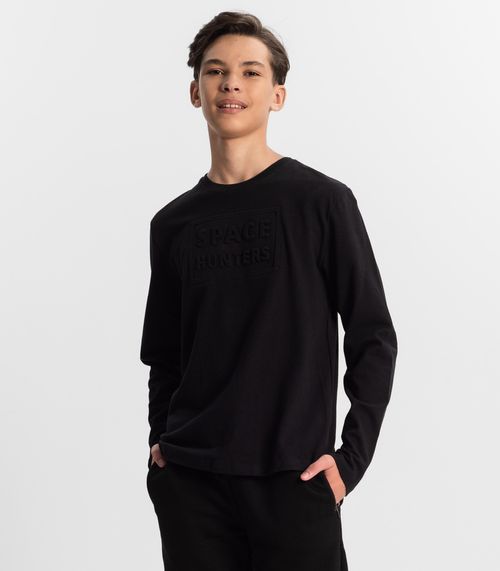 Camiseta Juvenil Masculina Manga Longa Minty Preto