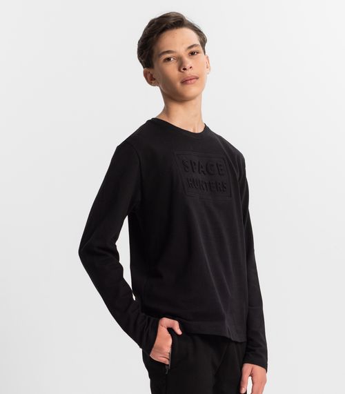 Camiseta Juvenil Masculina Manga Longa Minty Preto