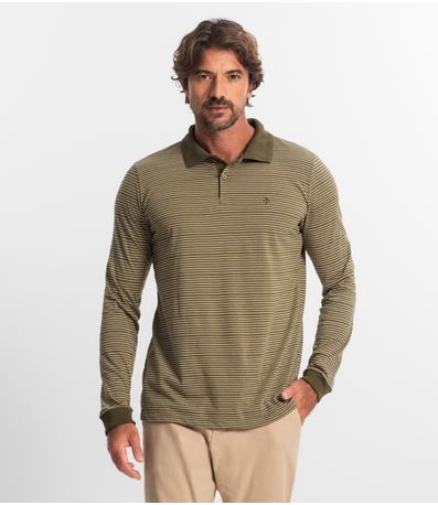 Camisa Polo Manga Longa Maquinetada Diametro Verde