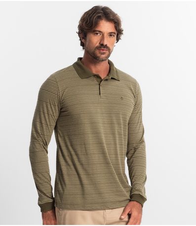 Camisa Polo Manga Longa Maquinetada Diametro Verde