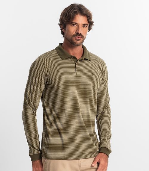 Camisa Polo Manga Longa Maquinetada Diametro Verde