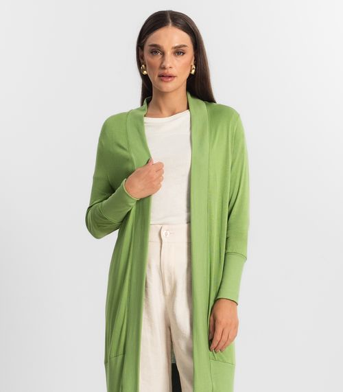 Cardigan Alongado Tricot Feminino Endless Verde