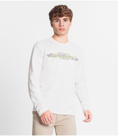 Camiseta Manga Longa Juvenil Em Meia Malha Minty Bege