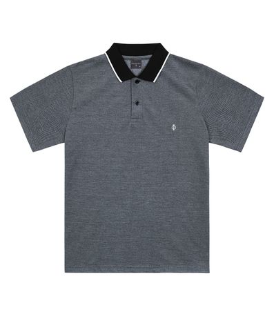 Camisa Polo Masculina Em Piquet Diametro Preto