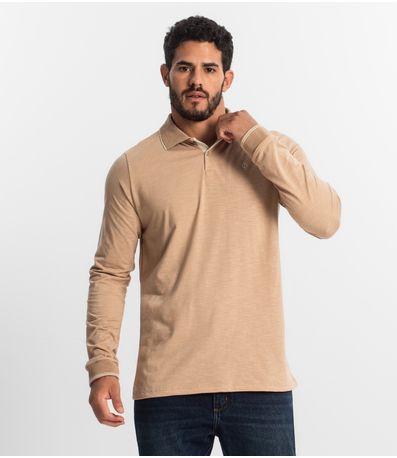 Polo Masculina  Manga Longa Diametro Marrom