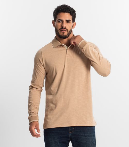 Polo Masculina  Manga Longa Diametro Marrom