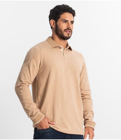 Polo Masculina  Manga Longa Diametro Marrom