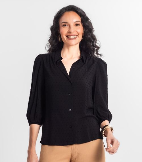 Camisa Feminina Viscose Texturizada Select Preto