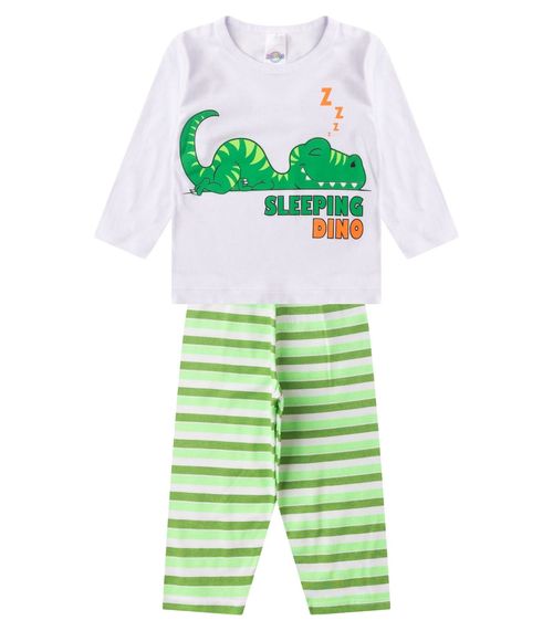 Pijama Menino Manga Longa Brilha No Escuro Kappes Branco