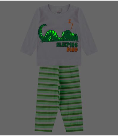 Pijama Menino Manga Longa Brilha No Escuro Kappes Branco