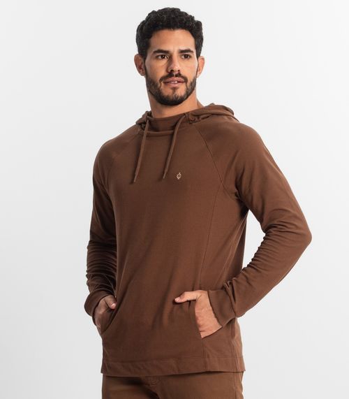 Camiseta Masculina Manga Longa com Capuz Diametro Marrom