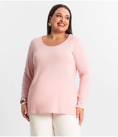 Blusa Manga Longa Viscotorcion Secret Glam Rosa