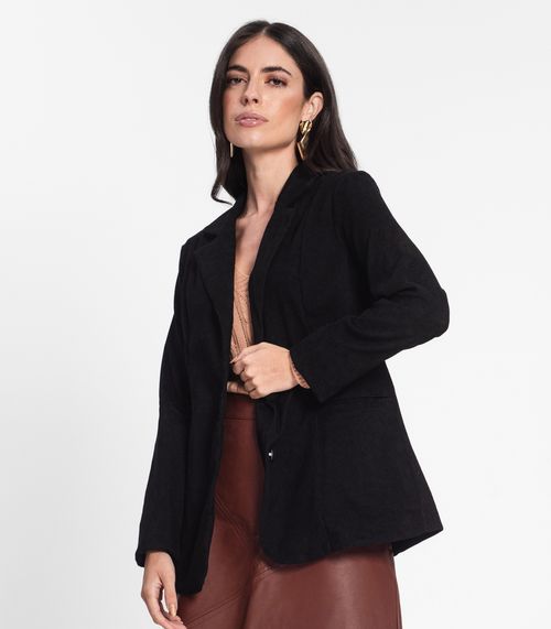 Blazer Feminino De Veludo Cotelê Misso Preto