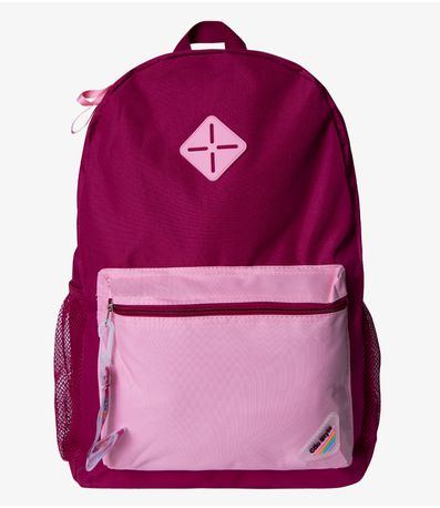 Mochila Escolar Feminina Com Chaveiro De Pvc Clio Vermelho