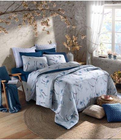 Edredom Queen Estampado Premium Vivaldi Azul