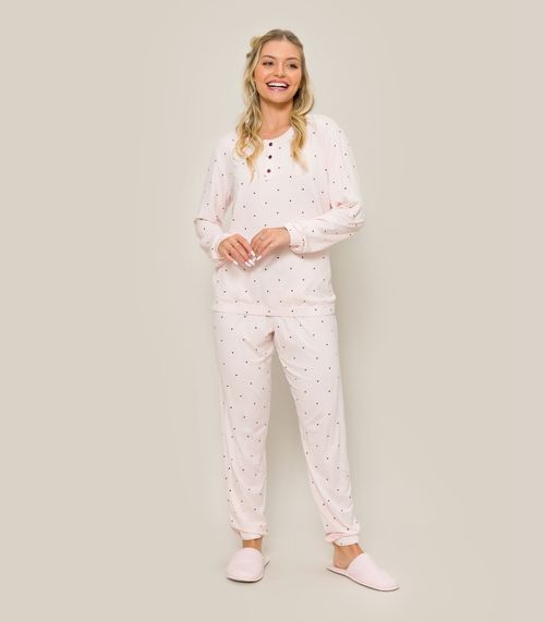 Pijama Feminino Manga Longa Evanilda Rosa