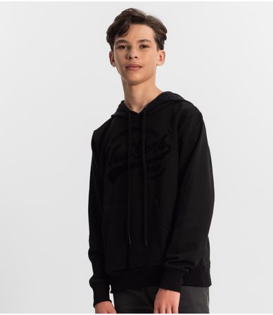 Blusão Juvenil Masculino Com Capuz Minty Preto