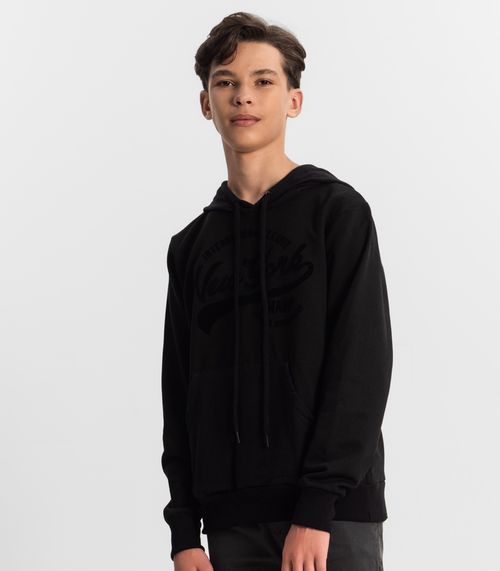 Blusão Juvenil Masculino Com Capuz Minty Preto
