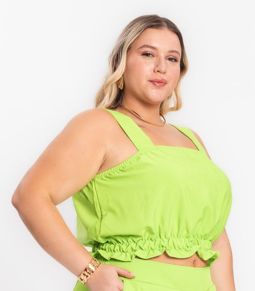 Regata Cropped Plus Size Neon Secret Glam Verde
