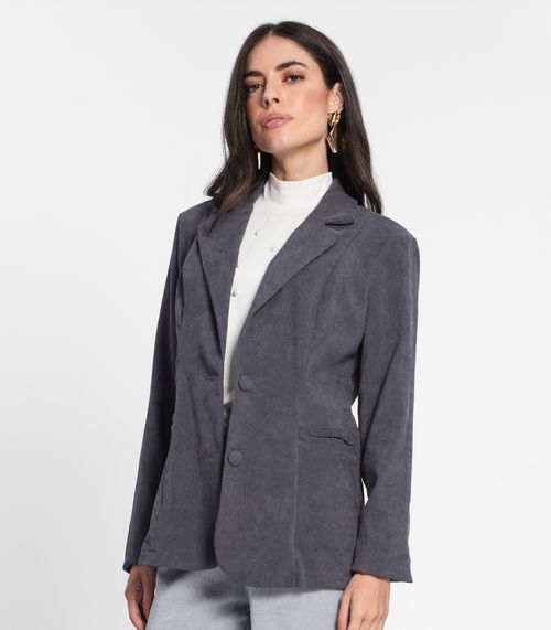 Blazer Feminino De Veludo Cotelê Misso Cinza
