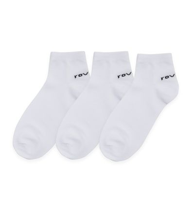 Meia Masculina Em Algodão Kit Com 3 Pares Rovitex Branco