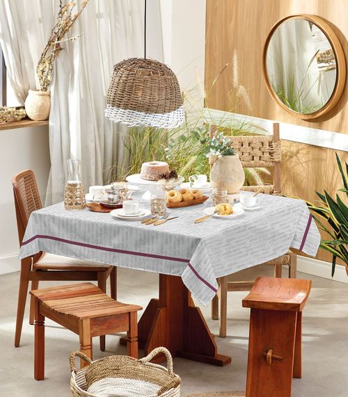Toalha De Mesa Retangular Basic 6 Lugares Teka Cinza