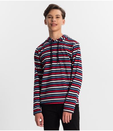 Camiseta Juvenil Masculina Listrada Minty Azul