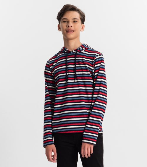 Camiseta Juvenil Masculina Listrada Minty Azul
