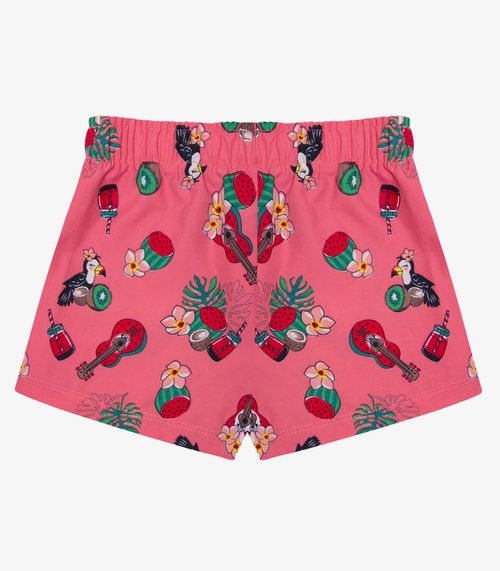 Shorts Feminina Tactel Estampado Rovitex Kids Laranja