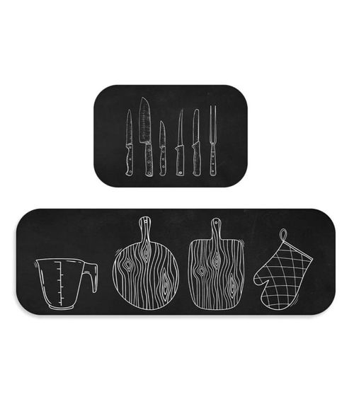 Jogo De Tapetes Para Cozinha Wevans Preto