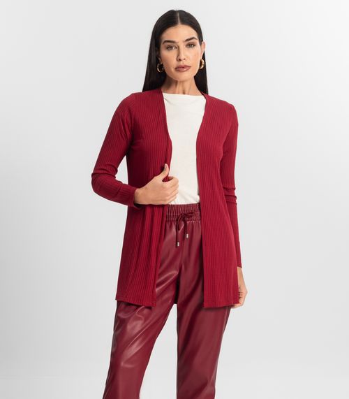 Cardigan Feminino Ribana Canelada Endless Vermelho
