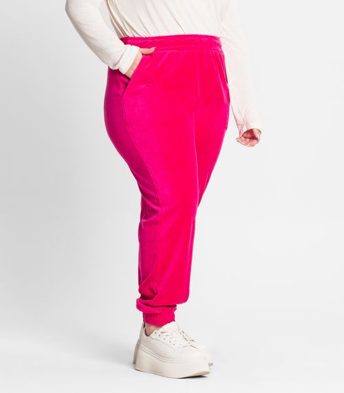 Calça Feminina Plus Size Em Plush Secret Glam Rosa