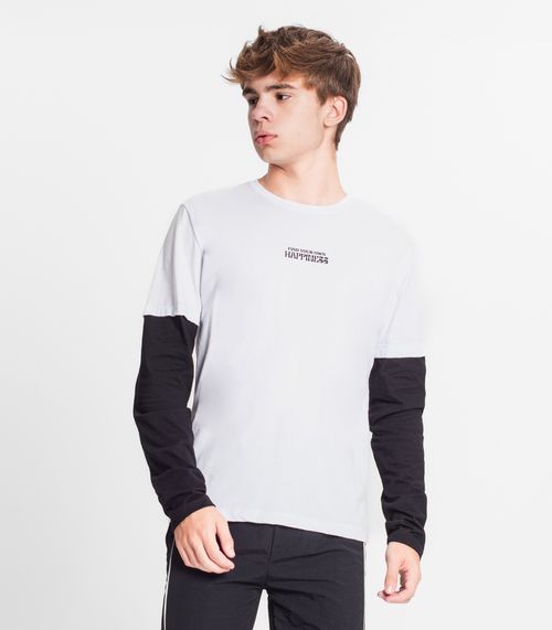 Camiseta Manga Longa Juvenil Em Meia Malha Minty Branco
