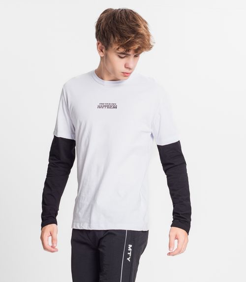 Camiseta Manga Longa Juvenil Em Meia Malha Minty Branco