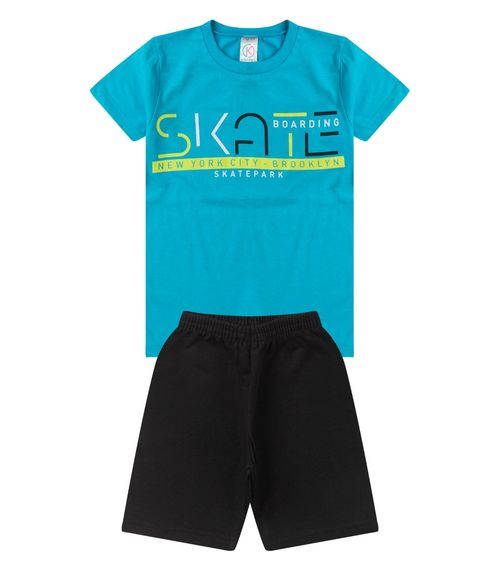 Conjunto Menino Meia Malha Estampado Kappes Azul