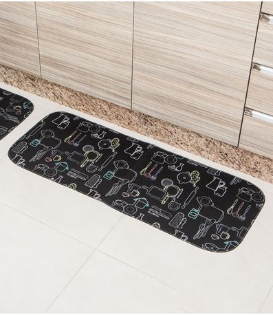 Tapete Cozinha Base Antiderrapante Tapetes Junior Preto