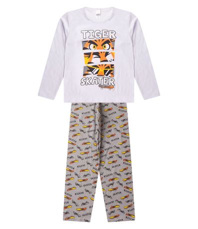 Pijama Menino Manga Longa Brilha No Escuro Kappes Branco