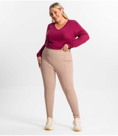 Legging Plus Size Em Courino Secret Glam Marrom