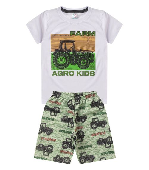 Conjunto Menino Meia Malha Estampado Kappes Branco