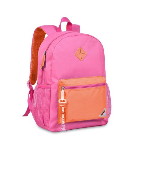 Mochila Feminina Escolar Com Chaveiro De Pvc Clio Rosa