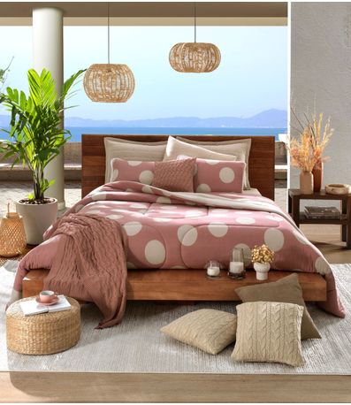 Edredom Casal Estampado Premium Vivaldi Rosa