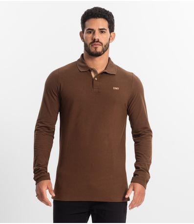 Polo Manga Longa Masculina Diametro Marrom