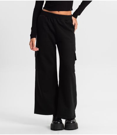 Calça Wide Leg Juvenil Minty Preto