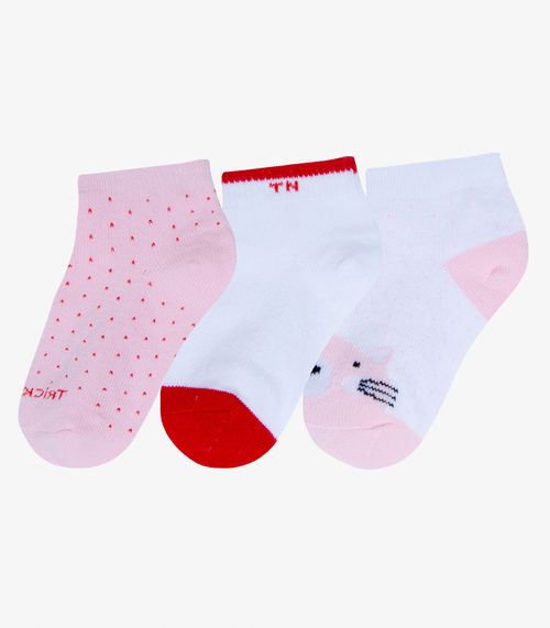 Kit 3 Pares De Meia Cano Curto Infantil Trick Nick Bege