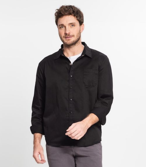 Camisa Manga Longa Sarja Diametro Preto