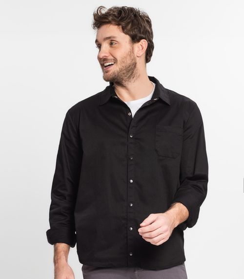 Camisa Manga Longa Sarja Diametro Preto