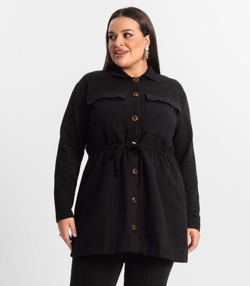 Parka Feminina Plus Size Secret Glam Preto