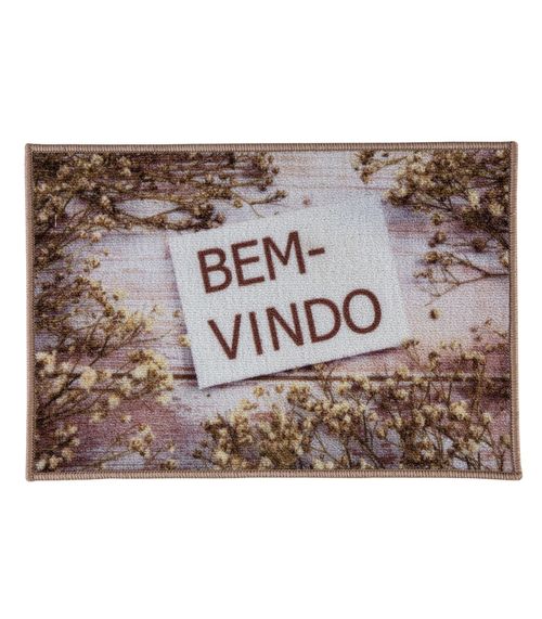 Capacho Bem-Vindo Estampado Corttex Bege